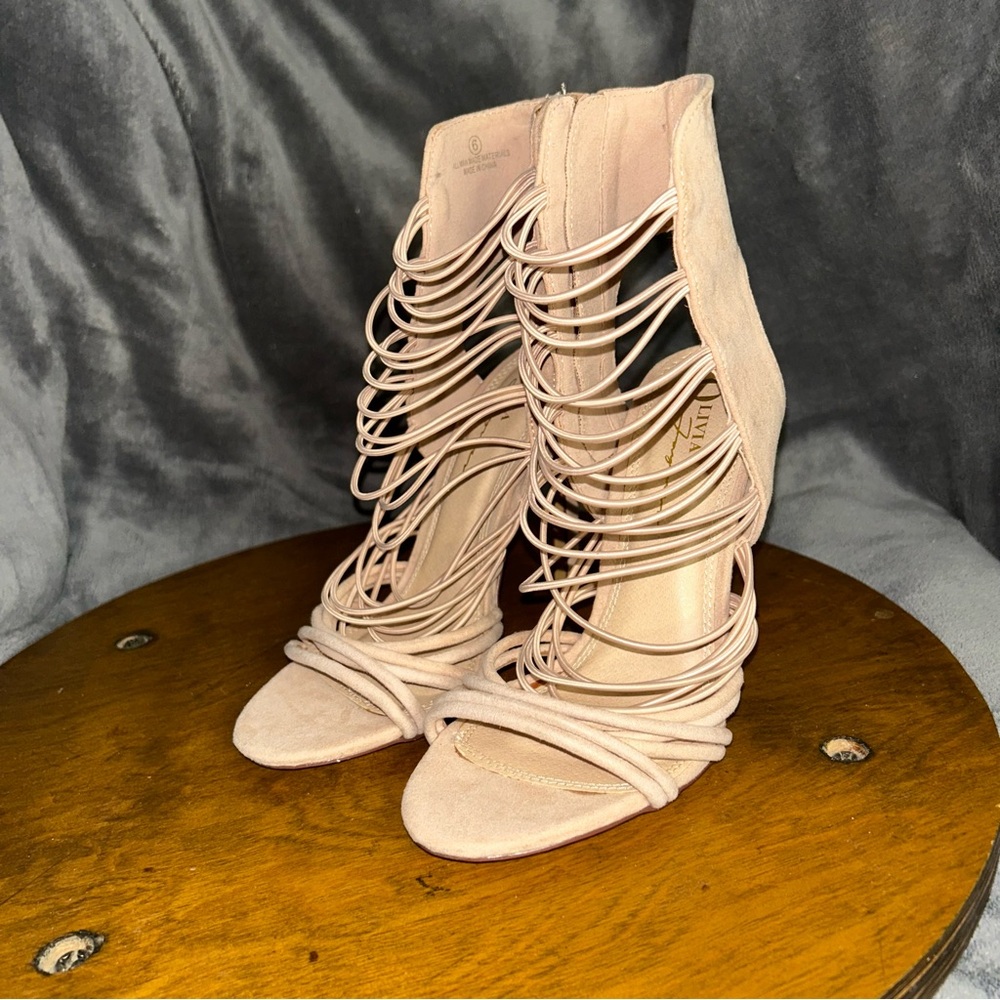 Elegant Women's Strappy Heels - Cream